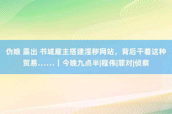 伪娘 露出 书城雇主搭建淫秽网站，背后干着这种贸易……｜今晚九点半|程伟|罪对|侦察